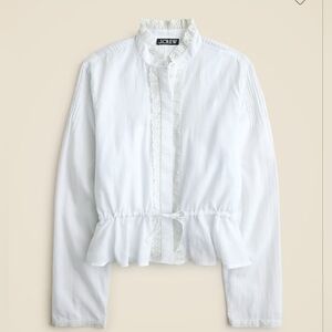 J. Crew Lace-trim cinched-waist top in cotton voile